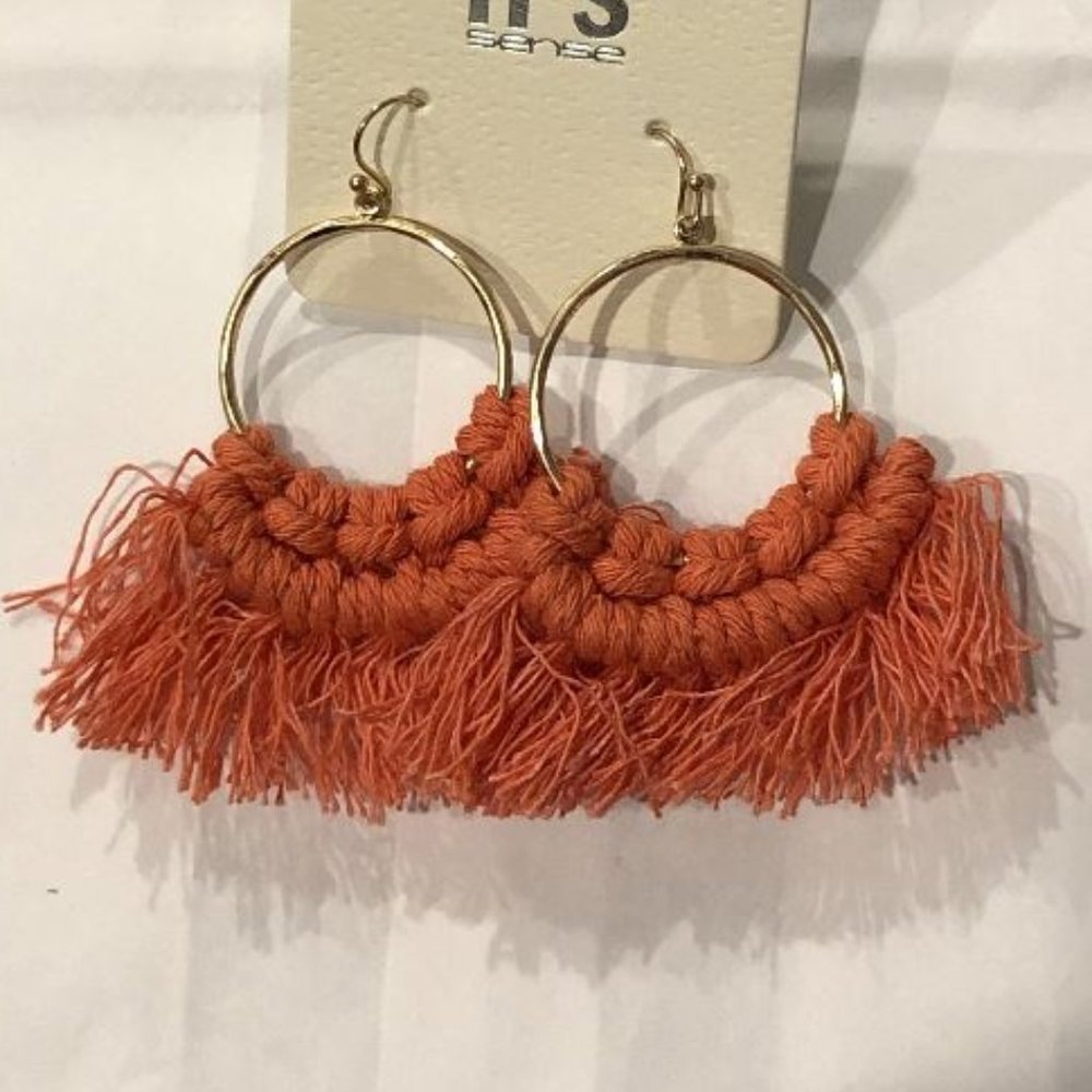 Burnt Orange Fringe Earrings